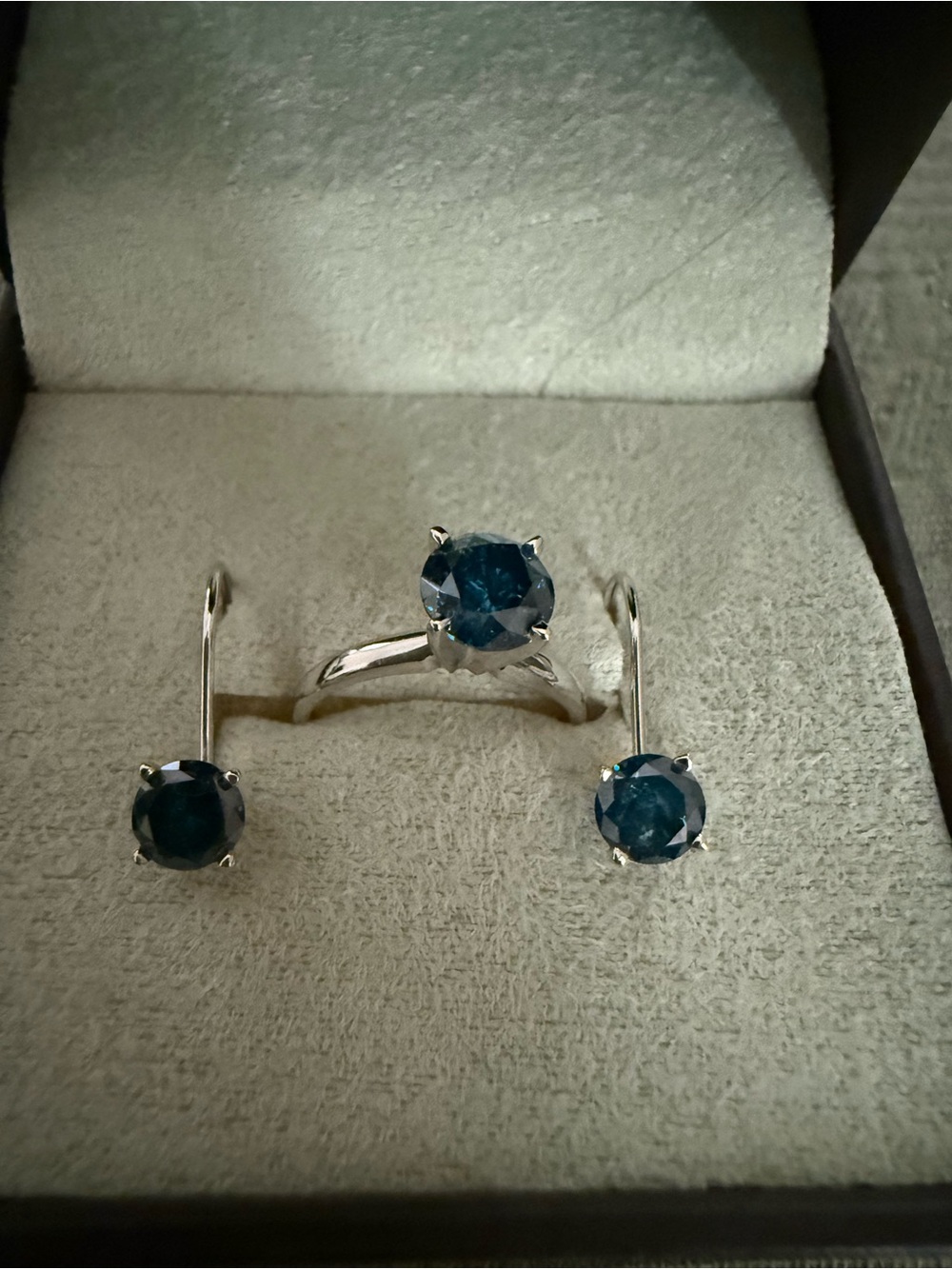 Ross-Simons 14KT White Gold- 1 Kt TW Deep Blue Treated Diamond Set
